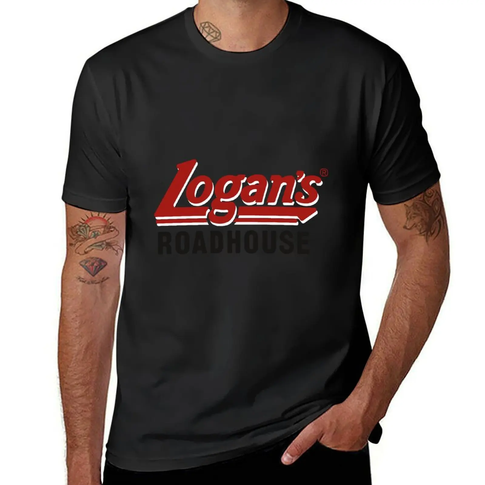 

logan's roadhouse Logo T-Shirt vintage heavyweights funnys men clothes
