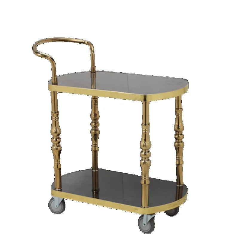 European double-layer flower pillar wine cart mobile food delivery multi-purpose trolley service oval cake