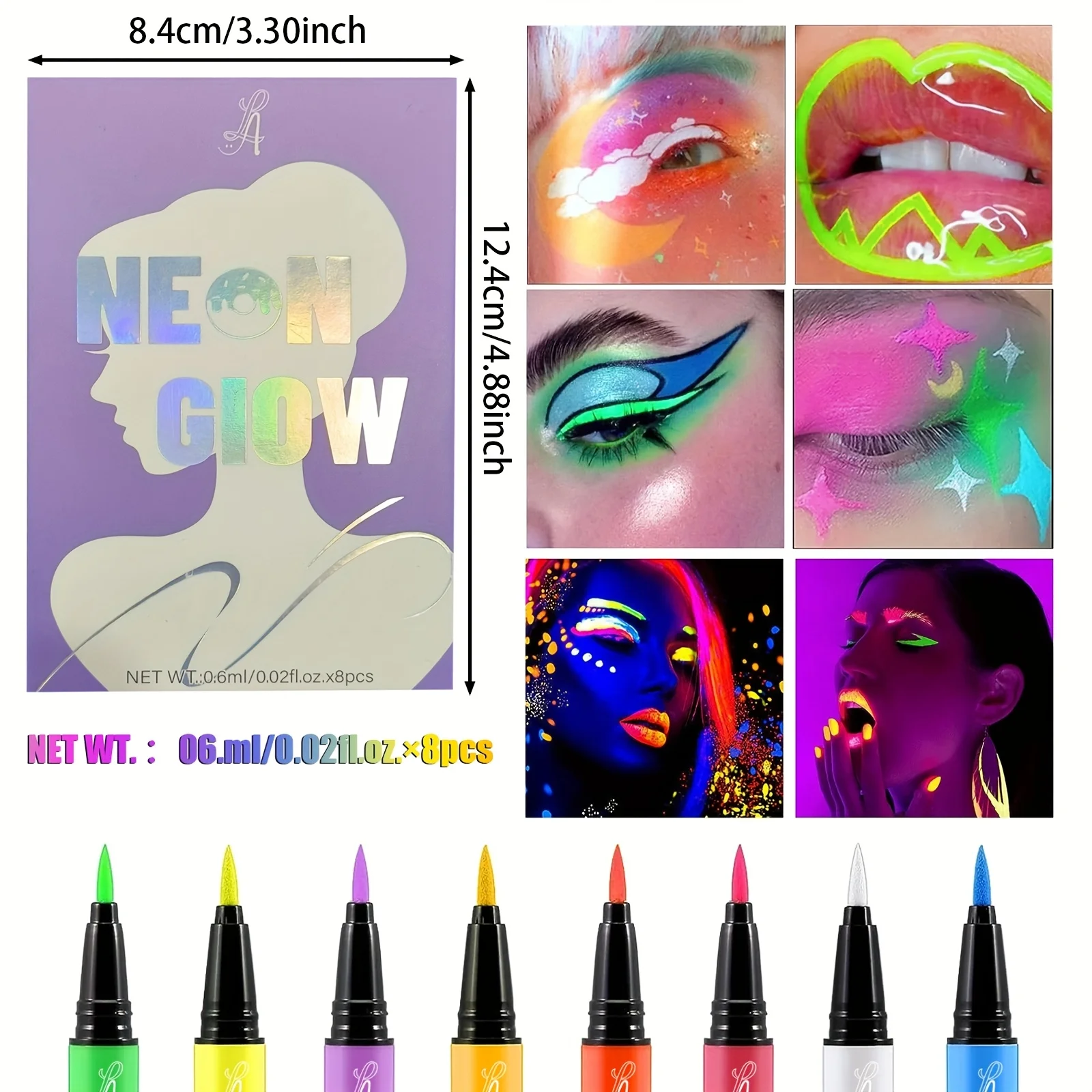 8 pçs/set Delineador Líquido Macio, Natural de Longa Duração À Prova D' Água, Caneta Delineador Colorido Líquido Delineador À Prova de Manchas