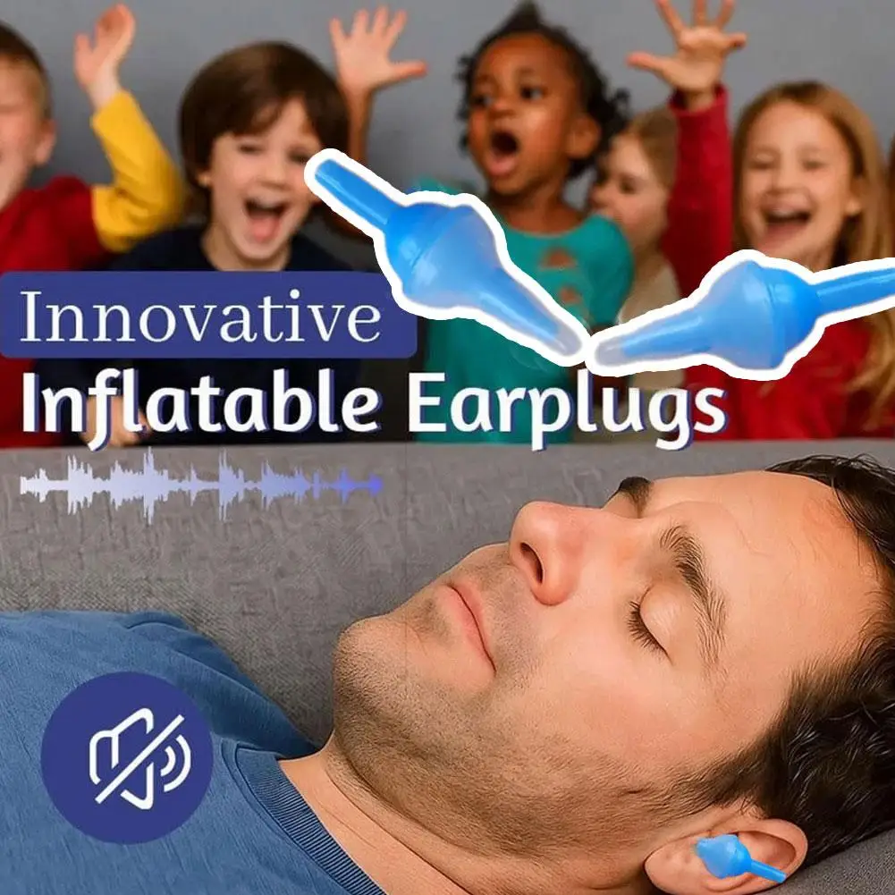 

2pcs Reusable Inflatable Sound Blocking Ear Plugs Noise-Reducing Earplugs For Sleep Waterproof Swimming Silicone Earplugs