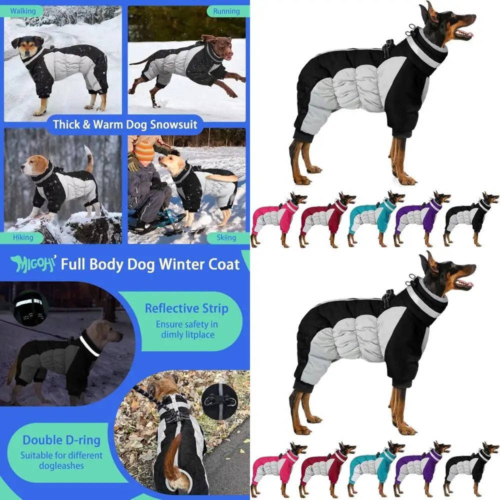 

Светоотражающее зимнее пальто для больших собак с ремнями и флисовой курткой, ветрозащитный зимний комбинезон для маленьких и больших собак, 2XL