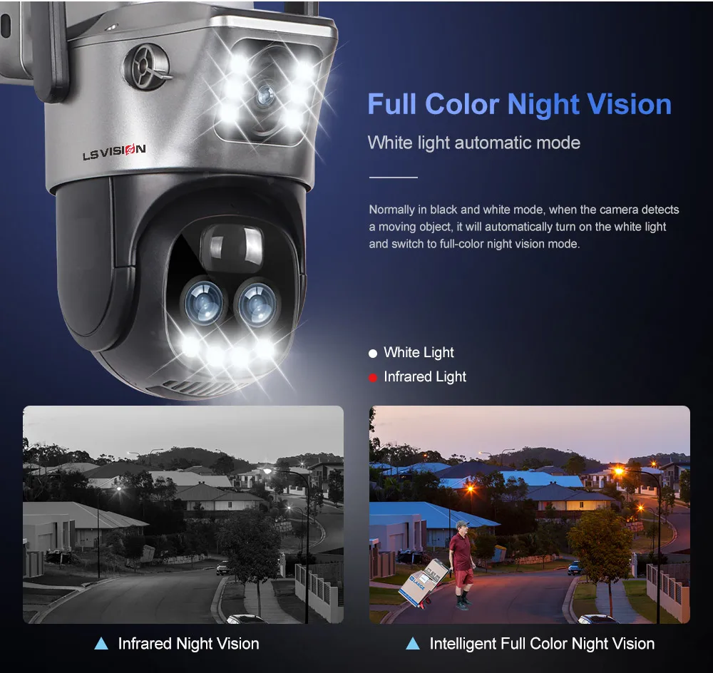 LS VISION V380 Dual Lens WIFI/4G Camera Solar 10X Zoom PIR Human Detection Night Vision Outdoor Security Video Cam 8MP 4K Cctv
