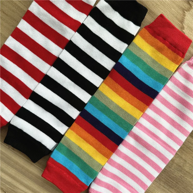 1 Pair Stripe Baby Leg Warmers - Rainbow/Red/Black/Stripes, All-Season Leg Warmers for Girls & Boys