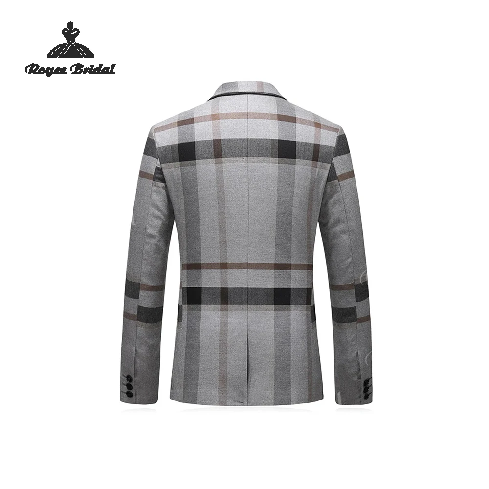 رمادي شريط ثلاث قطع زر واحد الرجال بدلة الزفاف 2026 محززة التلبيب مساء حفلة موسيقية البدلة زي أوم خطاباتخطابهزوجات #2