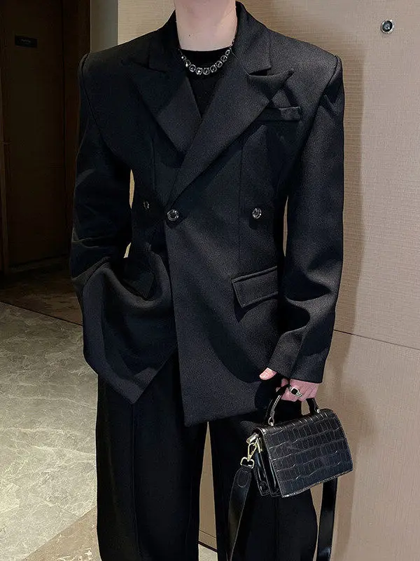 

Мужской костюм-пиджак для ночного клуба, приталенный, весна-осень, из полиэстера, не требующий глажки, с длинными рукавами, классический воротник