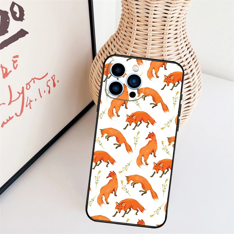 Cartoon Foxes Animal Cover Case For iPhone 14 Pro 11 16 15 Pro Max 12 13 Mini Plus XS X XR Funda image 3