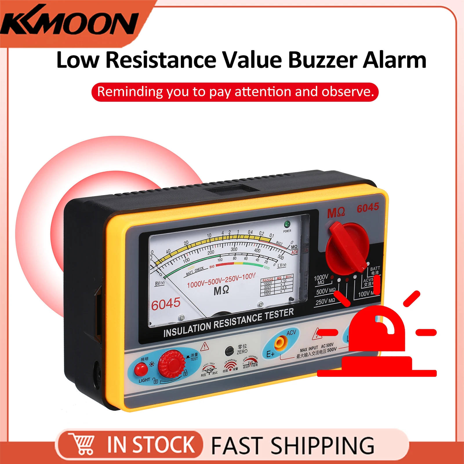 

Insulation Resistance Meter Digital Ohmmeter Insulation Tester Megameter 0-2000MΩ 100V/250V/500V/1000V Megohmmeter