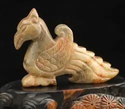 Old natural jade hand-carved statue of bird pendant