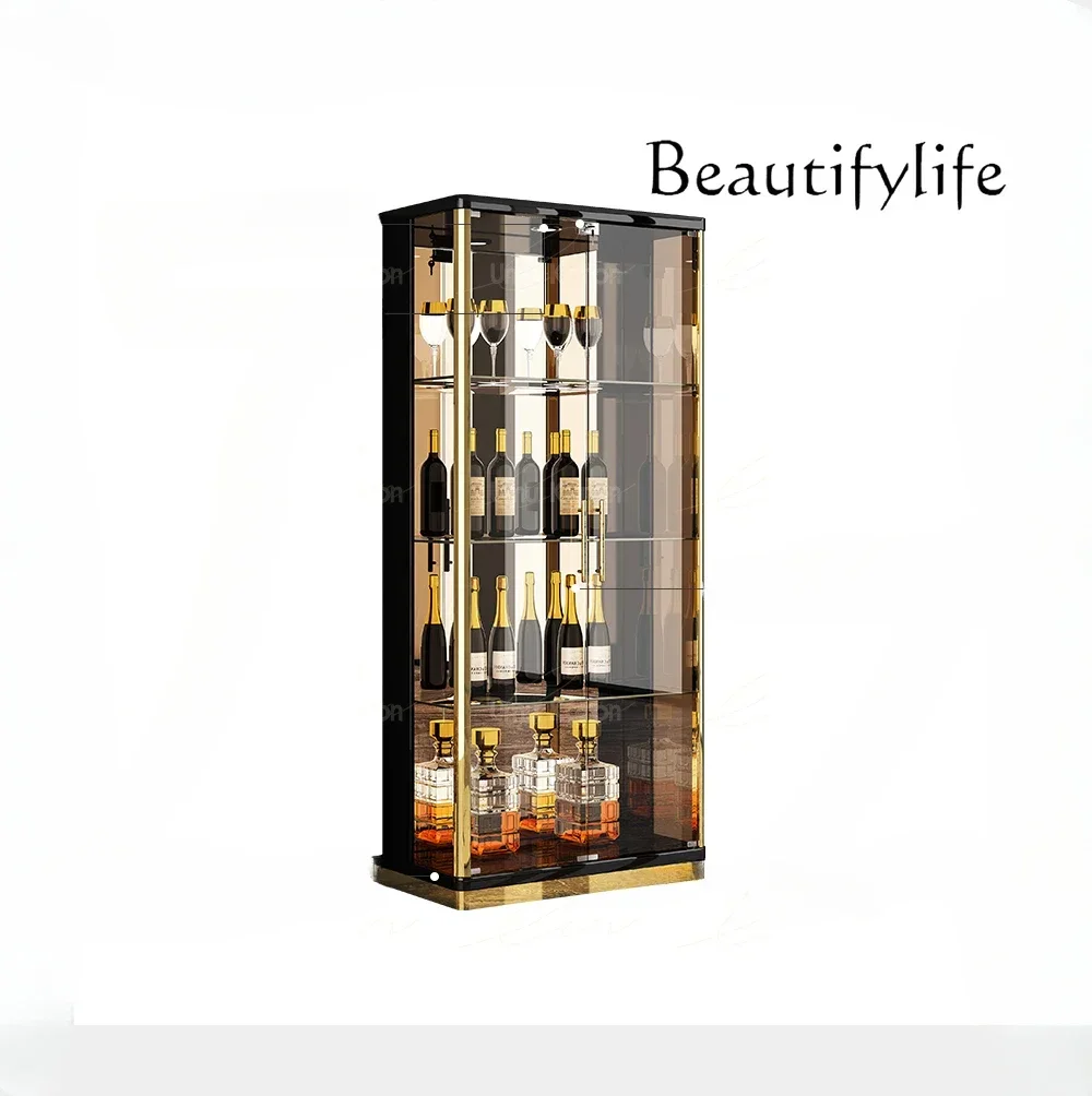 

Wine Cabinet Locker Home Standing Cabinet Living Room Wall Light Luxury High-End Display Cabinet Made of GlassHY