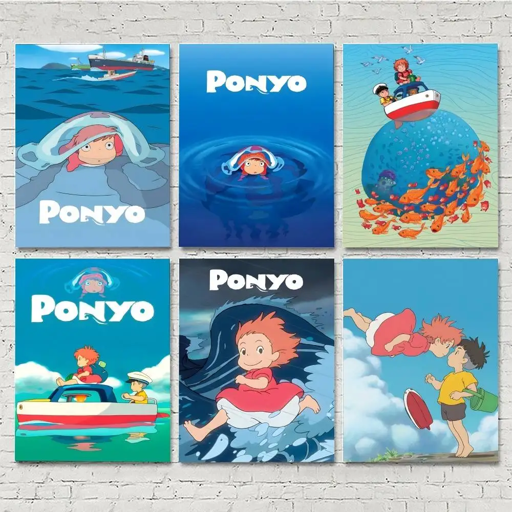 1pc Classic Movie Cartoon Anime P-Ponyo Posters HD Print Vintage Wall Art Decor for Home Study Room