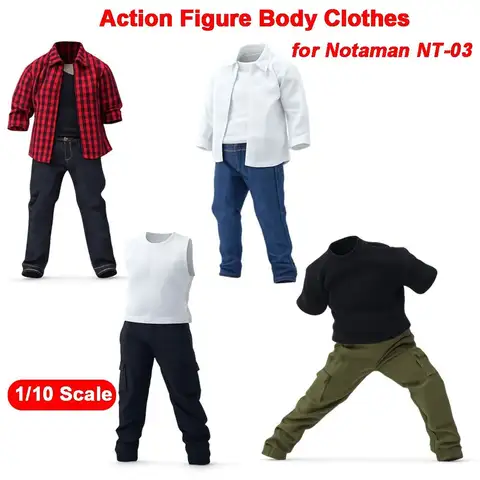 1/10 Scale Doll Clothes Vest Jeans Action Figure Body Clothes Shirt Doll Clothing Set for Notaman NT-03 Strong Soldier