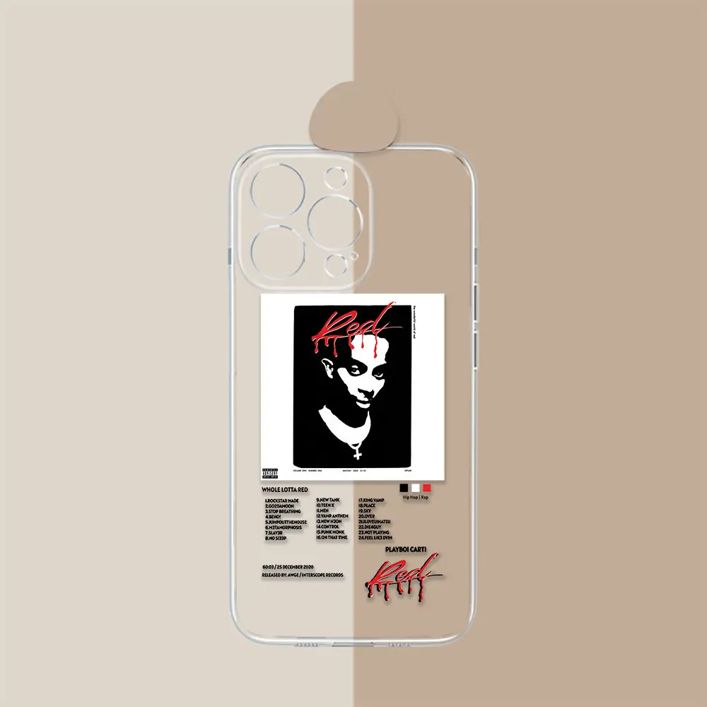 Hip Hop Singer Playboi Carti Phone Case For iPhone 11 13 12 Mini 15 14 Pro Max 8 7 Plus X XR XS SE 15 14ProMax Transparent Cover