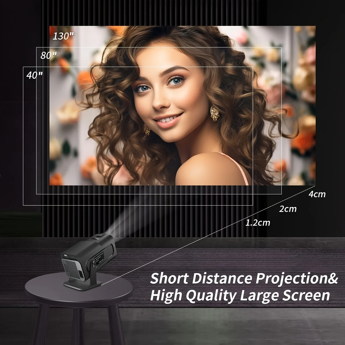 جهاز عرض فيديو ذكي HY320 4K، 720P HD، سطوع 200ANSI، لنظام Android 11.0، 180 °   قابل للدوران للمسرح المنزلي والاستخدام الخارجي