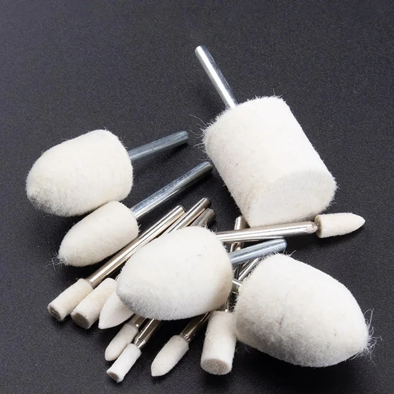 5pcs 2.35/3mm Shank OD 3-25mm Wool Felt Mounted Polishing Buffing Wheel Grinding head For Dremel Drill Rotary Tools