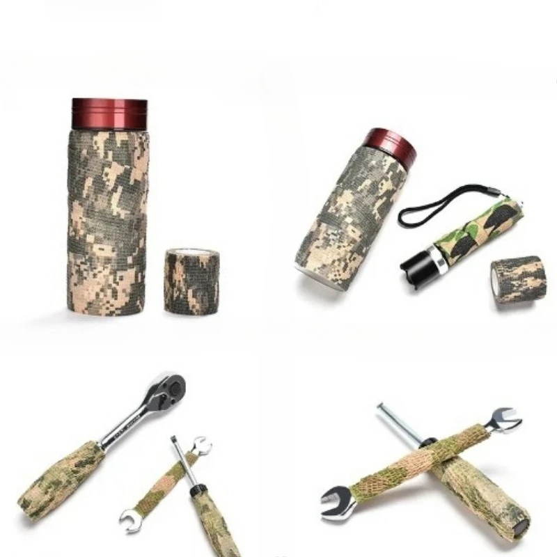 เทปพันแผลลายพราง อุปกรณ์ยุทธวิธี สำหรับล่าสัตว์ ป้องกันการบาดเจ็บ แบบมีกาวในตัว สำหรับกิจกรรมกลางแจ้ง ตั้งแคมป์ ป้องกันข้อเข่า ข้อเท้า กีฬา ขนาด 5 ซม. x 4.5 ม.