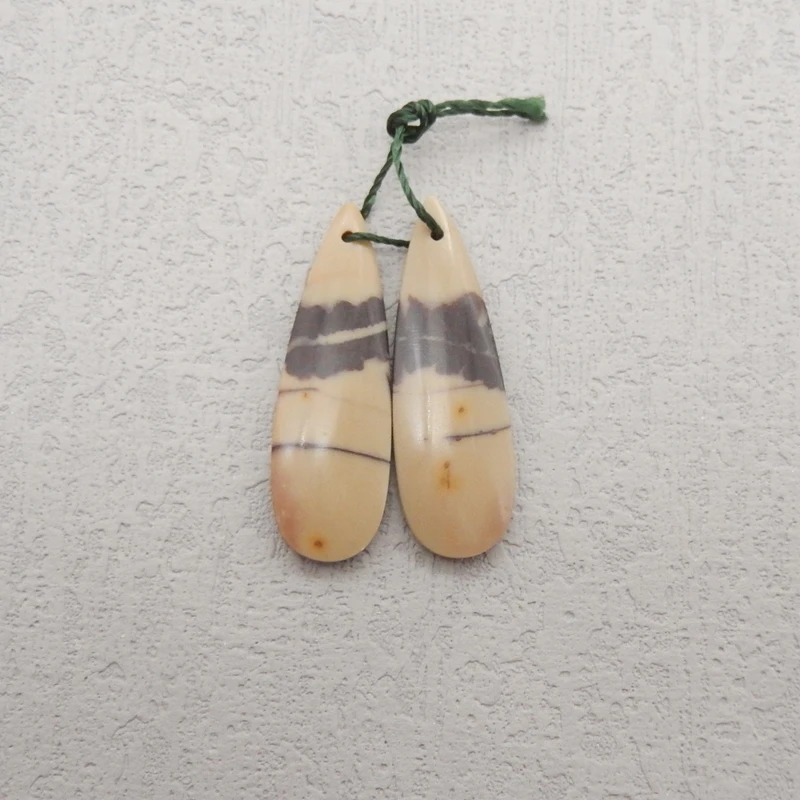 

B&F Mookite Jasper Earrings Waterdrop Beads Natural Handmade Jewelry Stones 34x11x4mm 4.4g for Crafting Supplies