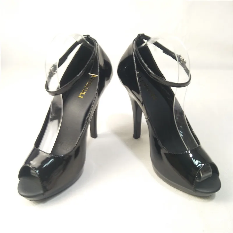 

Black paint 13cm high heels, night club dancing shoes, classic nude footband, female stage catwalk,dance shoes