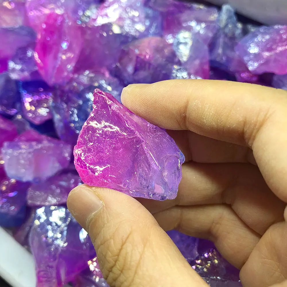 

500g(1.1LB) Bulk Electroplated Aura Pink Blue Natural Stone Raw Crystals Quartz Healing Crystal Stones Mineral Home Decoration
