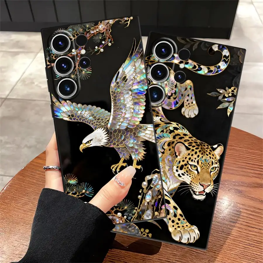 Case for Samsung Galaxy S26 Ultra S24 Note 20 8 9 10 S10 S9 S21 FE S20 Ultra S23 S25 Plus Funda Phone Cover Luxury Leopard