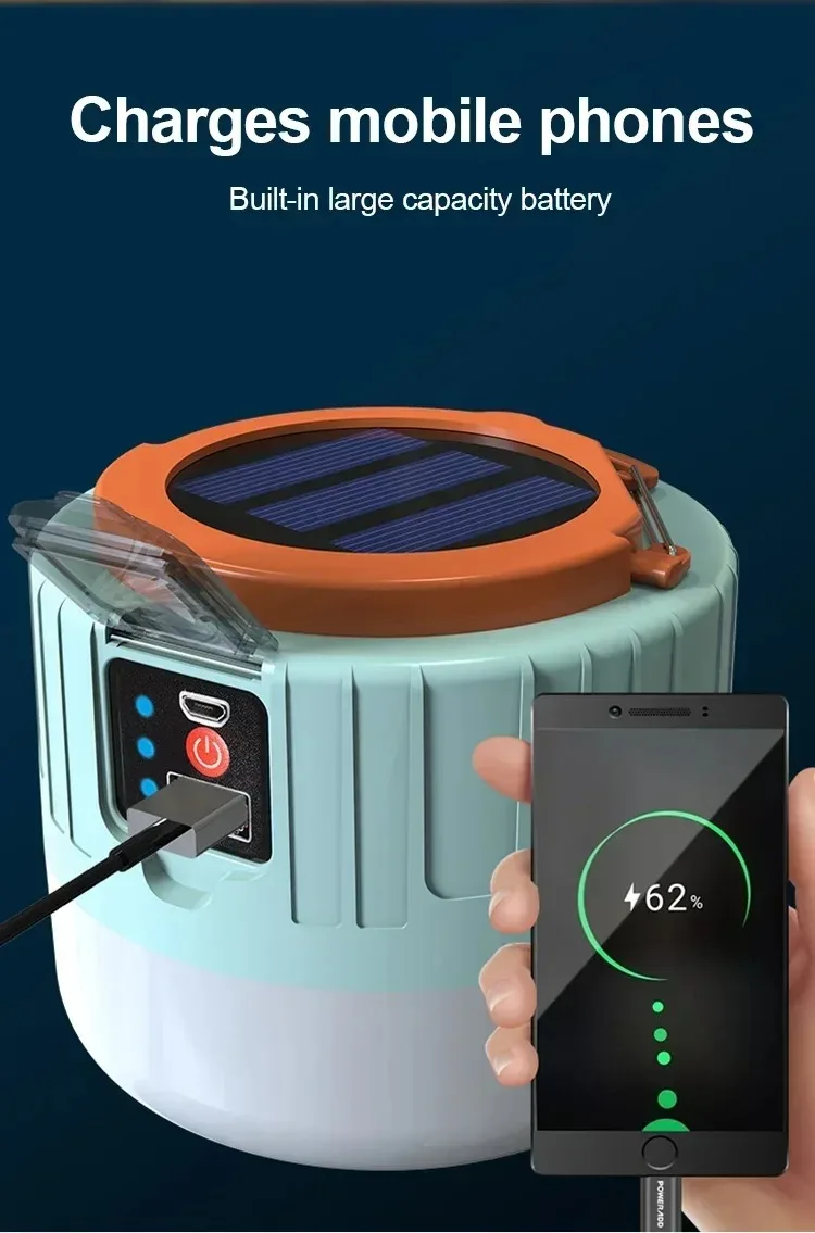 Portable Solar Camping Light Power Bank LED Lanterns With Remote Control Waterproof Outdoor Tent Light Rechargeable Flashlight