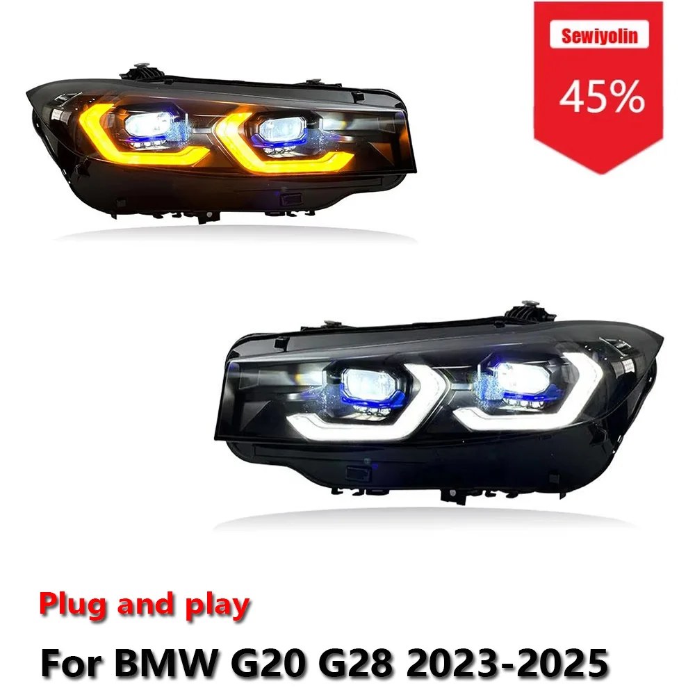 

Автомобильная светодиодная фара Sewiyolin для BMW G20 G28 2023-2025, двухцветная DRL, стоп-сигнал поворота, лампа Plug and Play