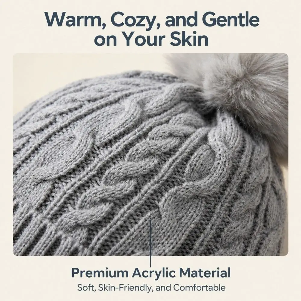 3Pcs/Set Warm Winter Hat Scarf Gloves Set Knitted Windproof Knit Beanie Snood Set Thicken Elastic Touchscreen Gloves Unisex