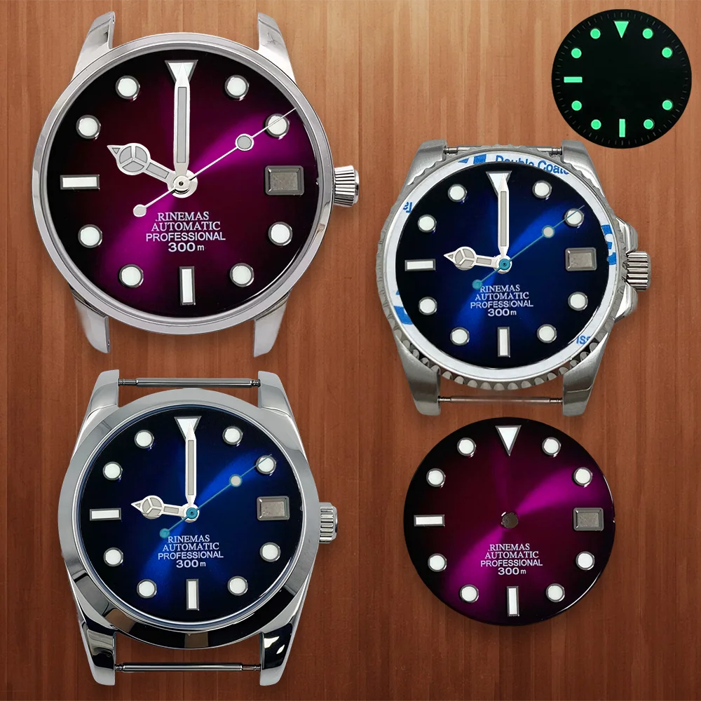 28.5mm S Dial Glossy gradient enamel finish Dial Fit NH35 Automatic Movement Green Luminous Dial Watch Modification Accessories