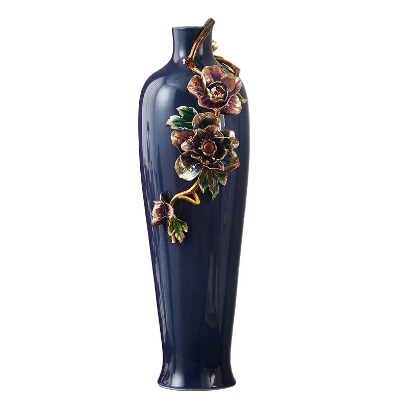 

Light luxury ceramic vase, living room desktop enamel color, dried vase flower arrangement, creative luxury entrance decoration