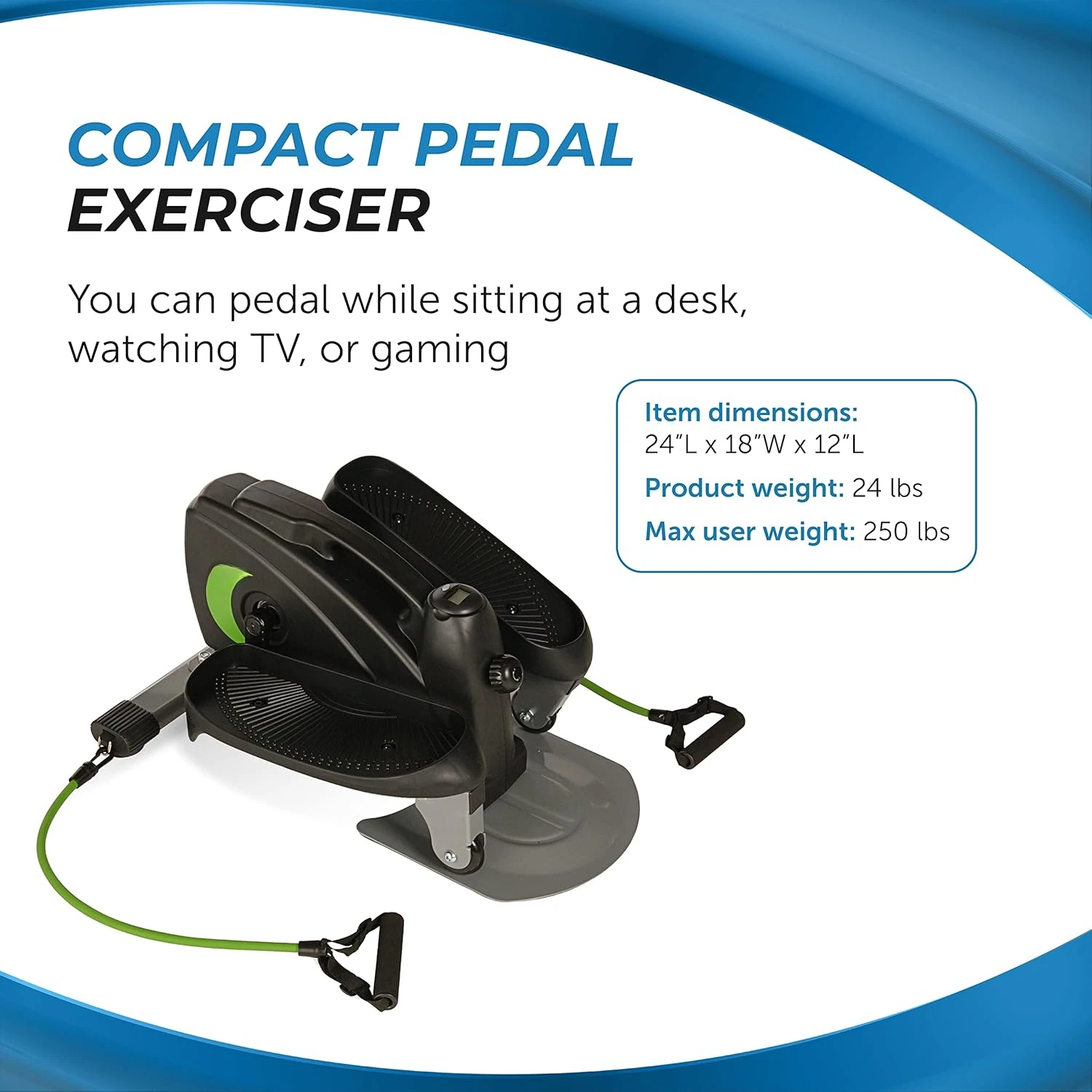 Compact Foot Exercise Machine - Under Desk Elliptical - Standing or Seated Elliptical Fitness Equipment