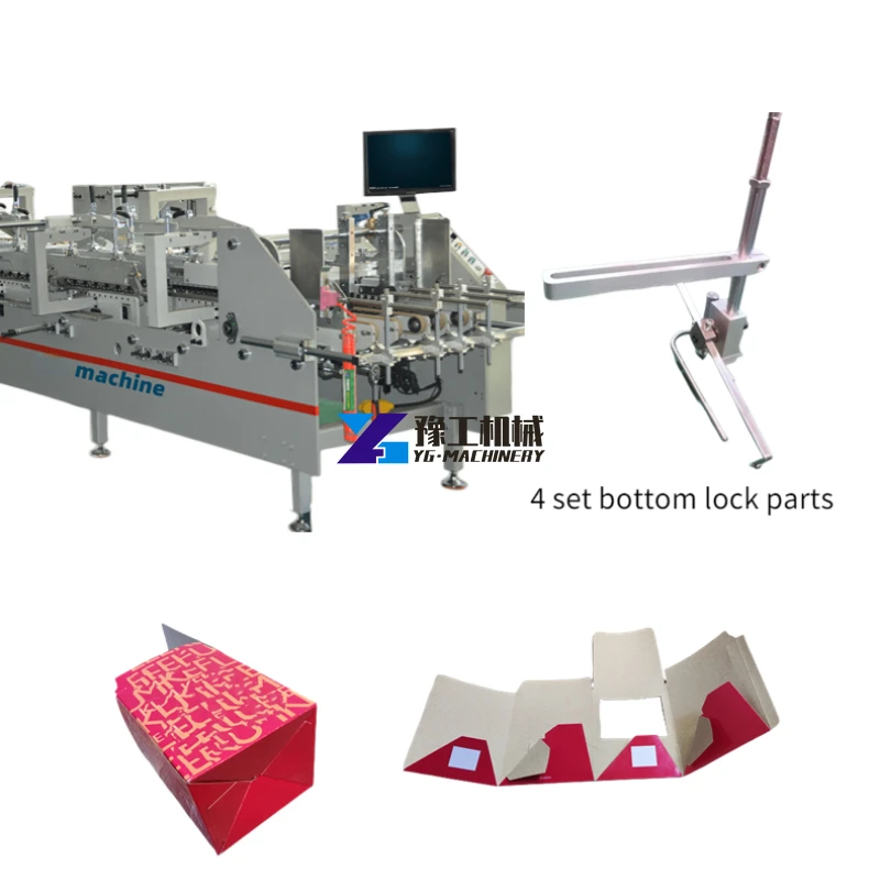 Automatic Bottom Lock Gluing Machine Pape Folder Gluer Machine Box Pasting Machine