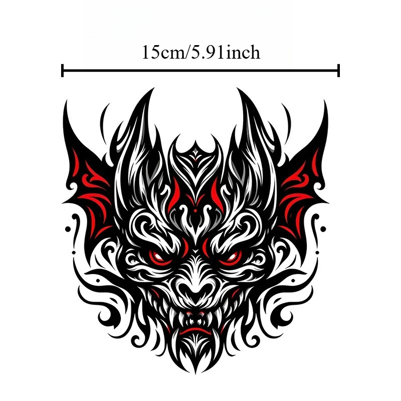 قطعة واحدة من ملصق رأس الشيطان على الطراز القبلي - فينيل عالي الجودة مقاوم للماء للسيارة والكمبيوتر المحمول والدراجات النارية - ديكور جريء قابل للإزالة