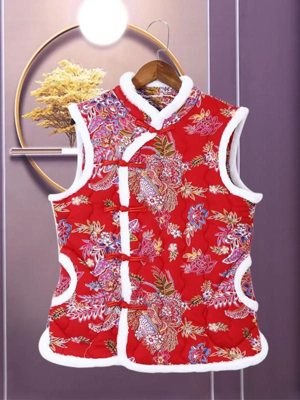 

Antique Cotton Vest Style Large Flower Coat National Trend Women's Fashion Ethnic Shoulder Autumn Winter Yang Jing Brand