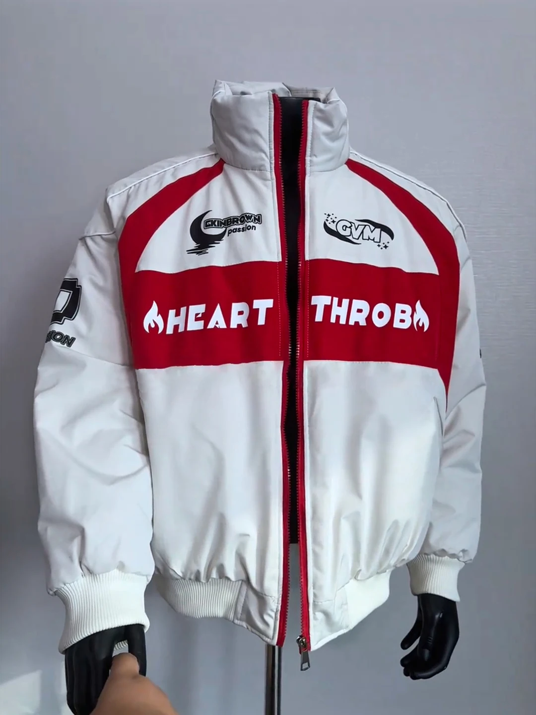 

Мужская хлопковая куртка американского модного бренда с воротником-стойкой, утепленная, зимняя, в гоночном стиле, короткая теплая куртка-пиджак для подростков