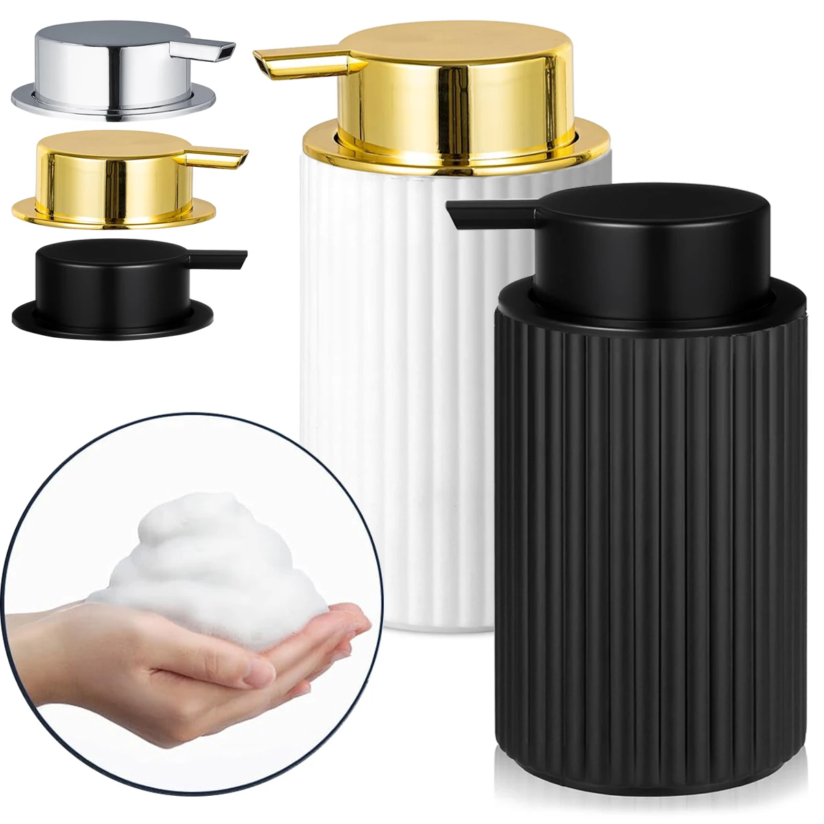 Foaming Hand Soap Dispenser Refillable Matte Soap Pump Dispenser for Bathroom&Kitchen Hand and Dish Liquid Foam Bottle