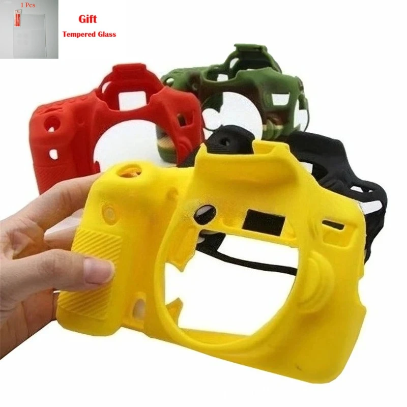 SLR Camera silicone Case, For Canon EOS 70D Protective cover 70D Soft rubber cover, Camera bag +1 PCS Free Tempered Film