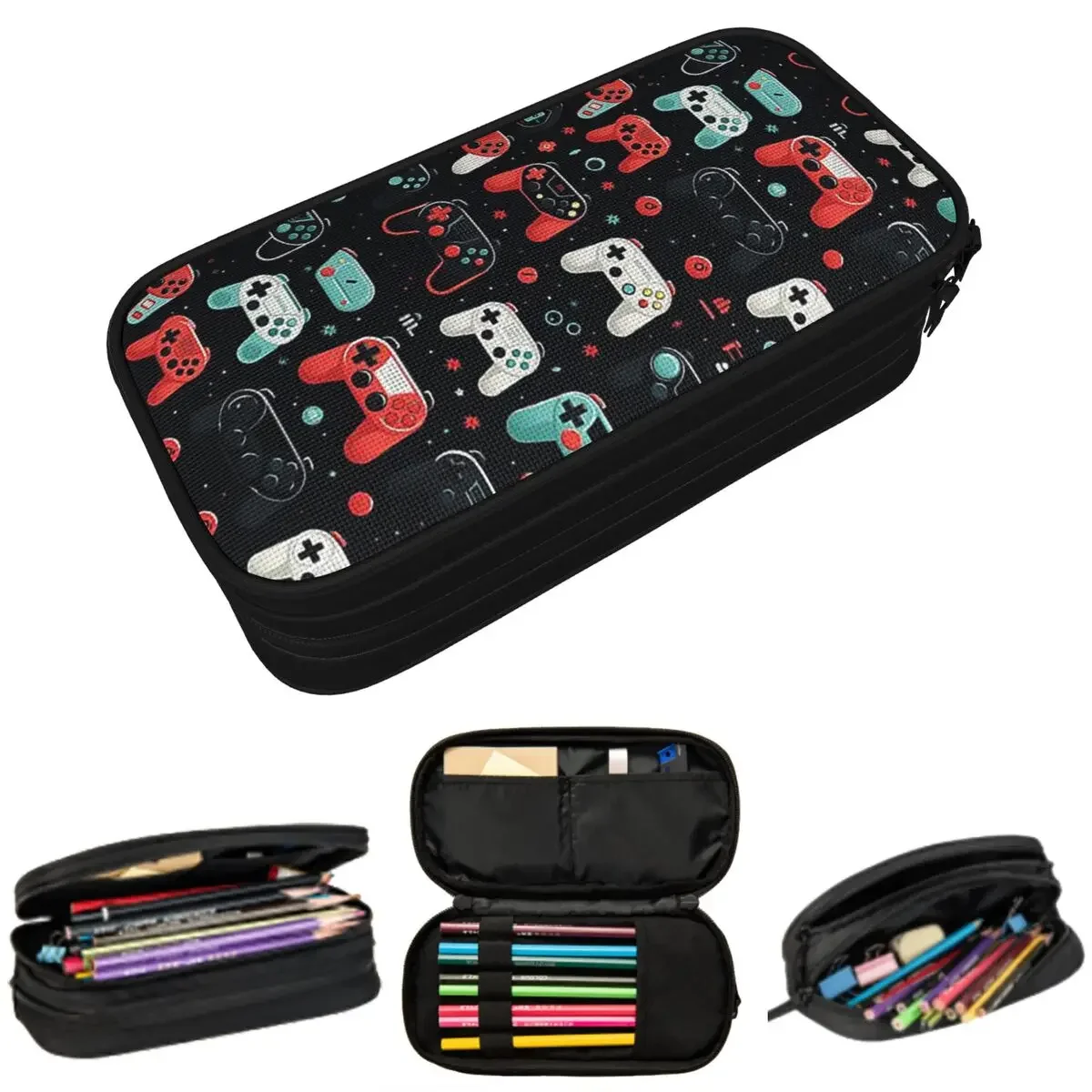 

Gaming Pattern - Game Controllers Pencil Cases Large Storage Pen Bags Pen Box Pencil Pouch For Boys Girls Students School Office