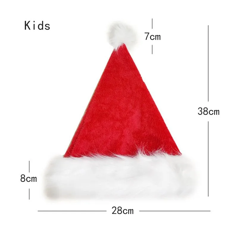 Christmas Hat Santa Cap 2024 New Year festival Holiday Party Supply Plush Velvet Fur Santa Claus Thicken Hat for Kids Adults