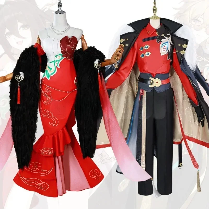 

Tingyun Cosplay Costume Honkai Star Rail Aventurine COS Outfits Red Dress Uniform Full Set Party Role New Year Carnival 2025