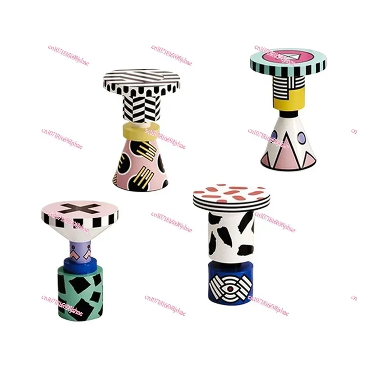 Modern Minimalist Designer Creative Internet Celebrity Handmade Cartoon Stool Pattern Chess Stool Children's Room Bedroom