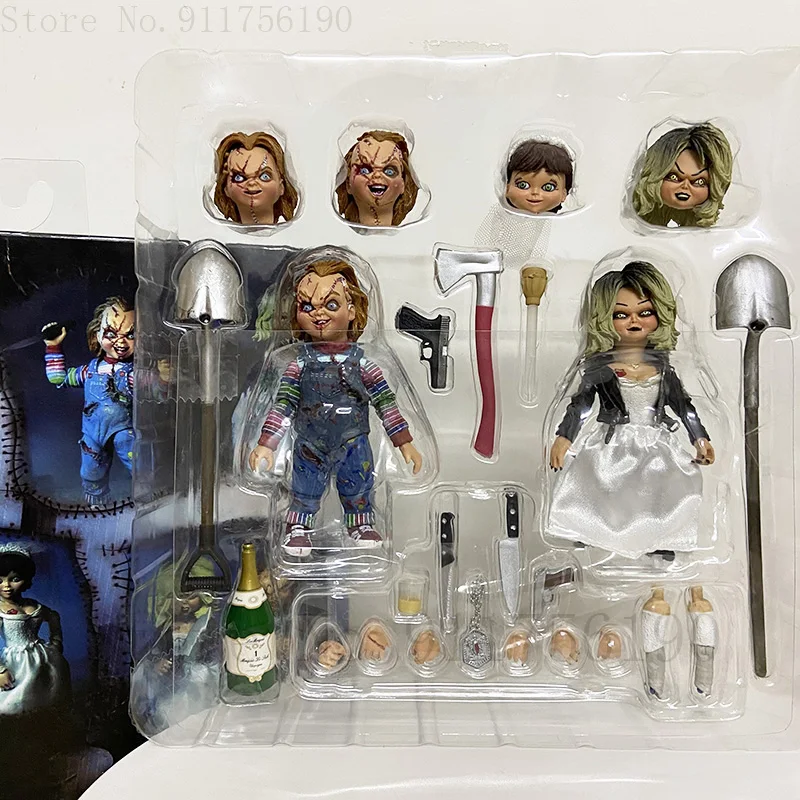 NECA Bride Of Chucky Figure Ultimate Chucky Tiffany Gets Lucky Action Figures Collectable Model Toys Doll NECA Terrors Gift