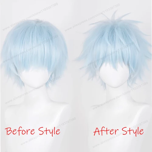 Imagen 2 del producto Okazaki Shinichi-Peluca de Cosplay de 30cm, pelo esponjoso azul claro para hombre, pelucas sintéticas resistentes al calor de Anime NANA de alta calidad