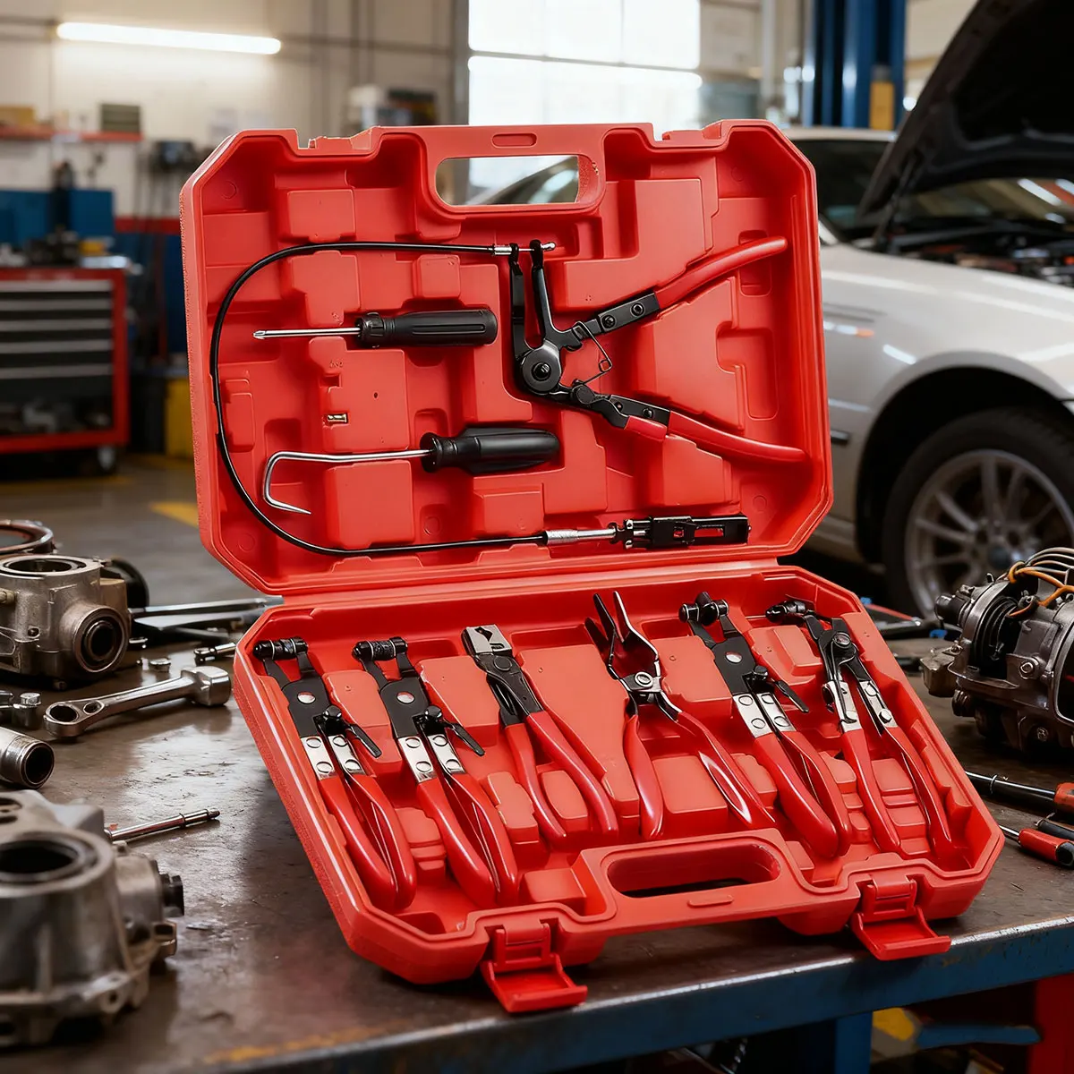 Alicates de abrazadera de manguera, herramientas de desmontaje de automóviles para taller automotriz, accesorios de herramientas, Kit mecánico automático, desmontaje de garaje