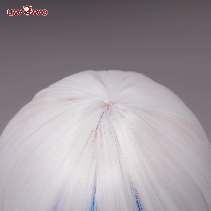 UWOWO Hololive ENG Gawr Gura Cosplay Wig Shark Cosplay Gawr Gura Cosplay Wig GAWRGURA 40cm White Blue Gradient Hair