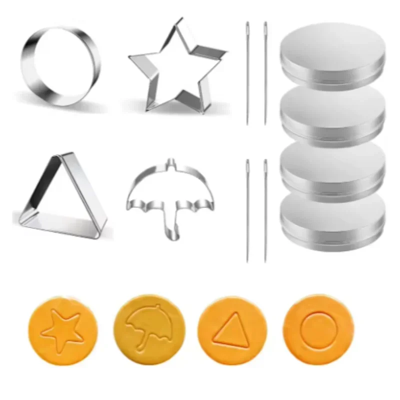 12pcs Korean Sugar Candy Game Cookie Cutters Biscuit Pie Round Umbrella Triangle Star Shaped Making Tools Set Mold