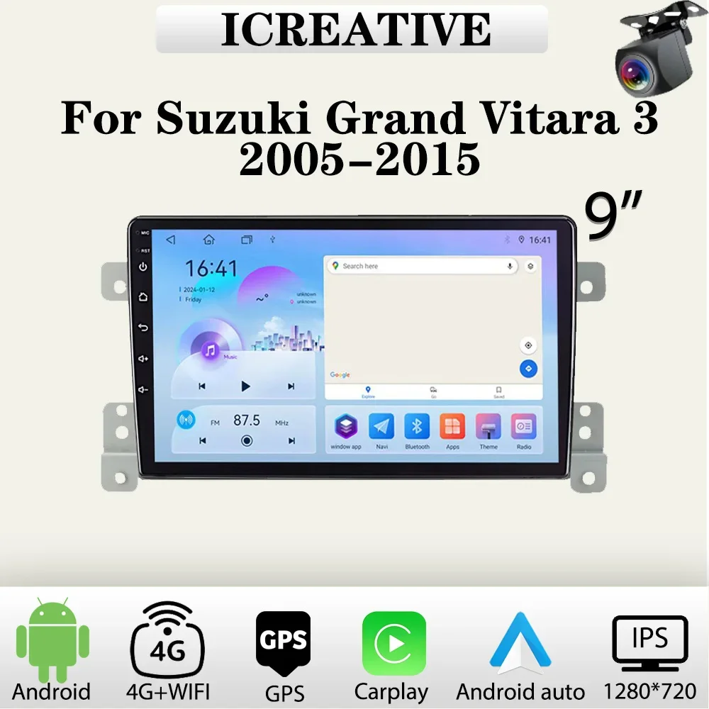 Car Radio for Suzuki Grand Vitara 3 2005-2015 Carplay Multimedia Player Stereo Autoaudio Android Head Unit 9inch Navigation GPS