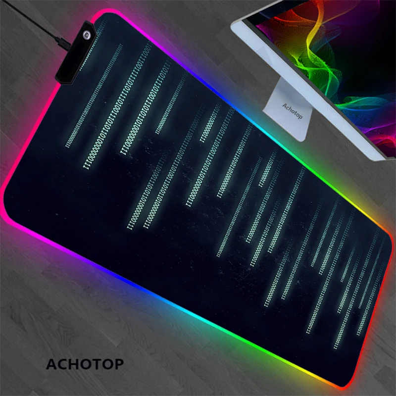 

RGB Cool Matrix Binary Gaming Mouse Pad Large Gamer Big Mouse Mat Computer Gaming Locking Edge MousePad Keyboard Desk Mice Pad