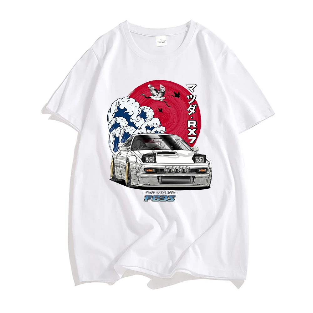 2023 Initial D Anime Graphic T Shirt Men Streetwear JDM Mazda RX-7 Turbo Crew Neck T Shirt Top Y2k Oversized Loose Top