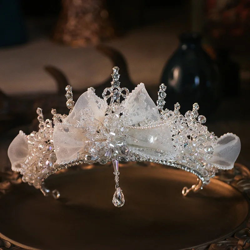 High-End Fashion Japan and Beaded Luxury Crown Hair Ornament Bridal Wedding Dress Style Trip Shoot Crown Accessories