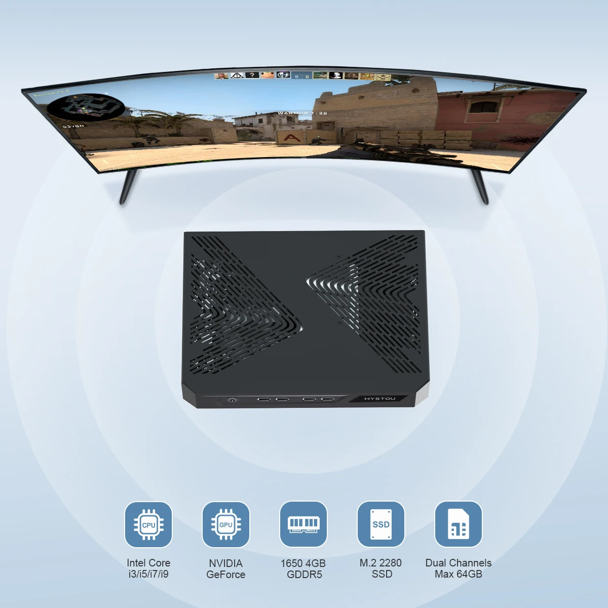 i5-13500H Mini Gaming PC RTX3050 6GB GDDR6 DDR4 SODIMM Triple Display Win 11