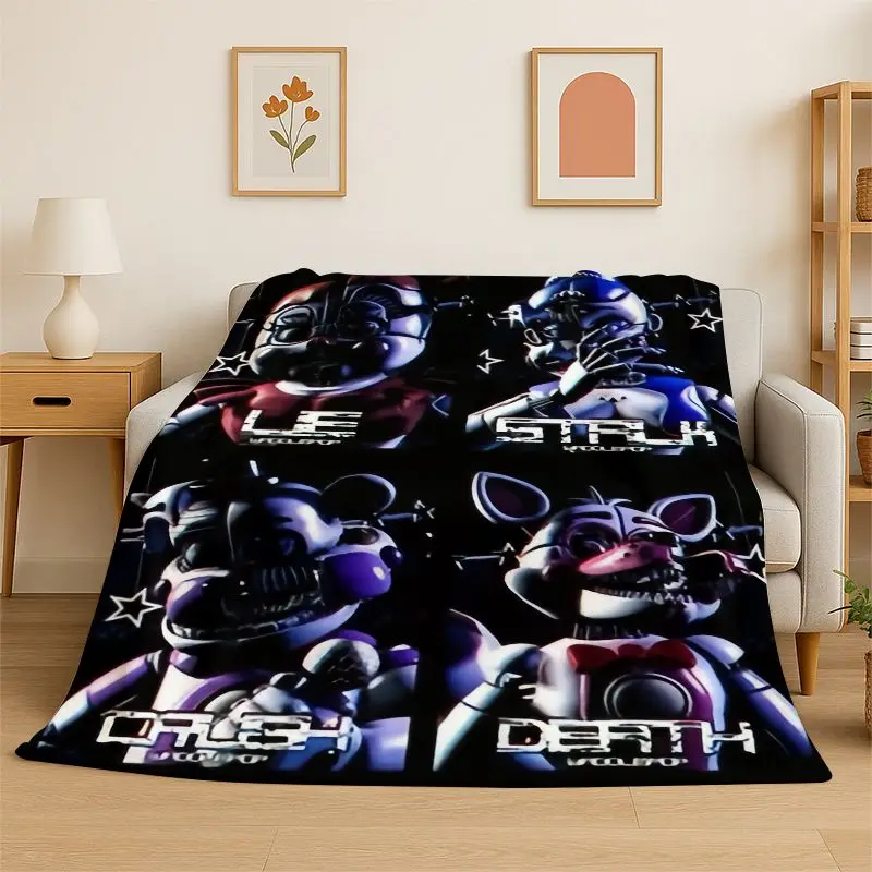 Horror Game F-FNAF Freddy Soft Flannel Throw Blanket,Warm Cozy Blanket for Bed,Couch,Sofa,Bedroom,Living Room,Travel,Picnic